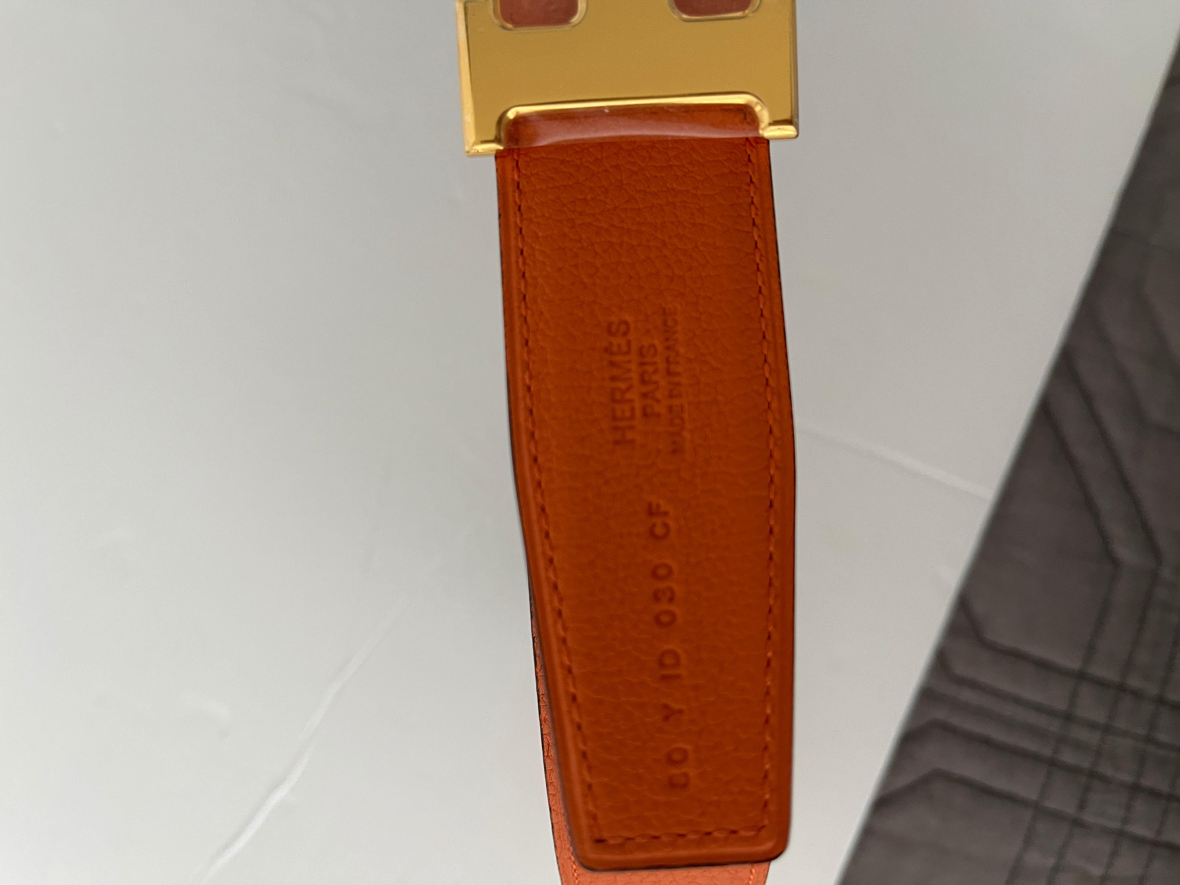 orange hermes belt gold buckle