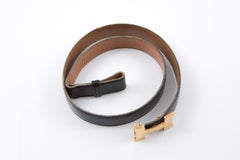 Hermes Constance H Black Box Leather Belt