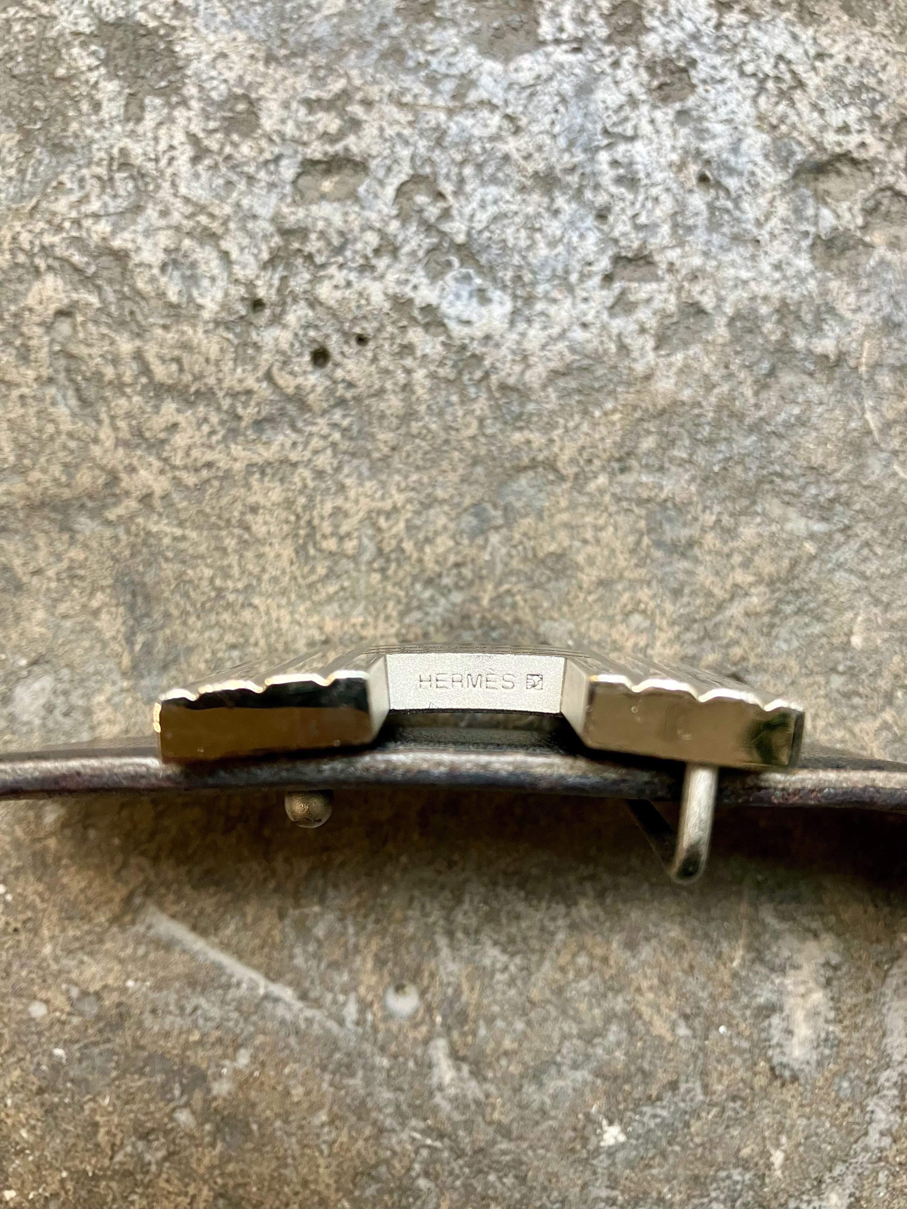 Hermes Constance H Silver Buckle and Black and Brown Leather Reversible Belt For Sale 2