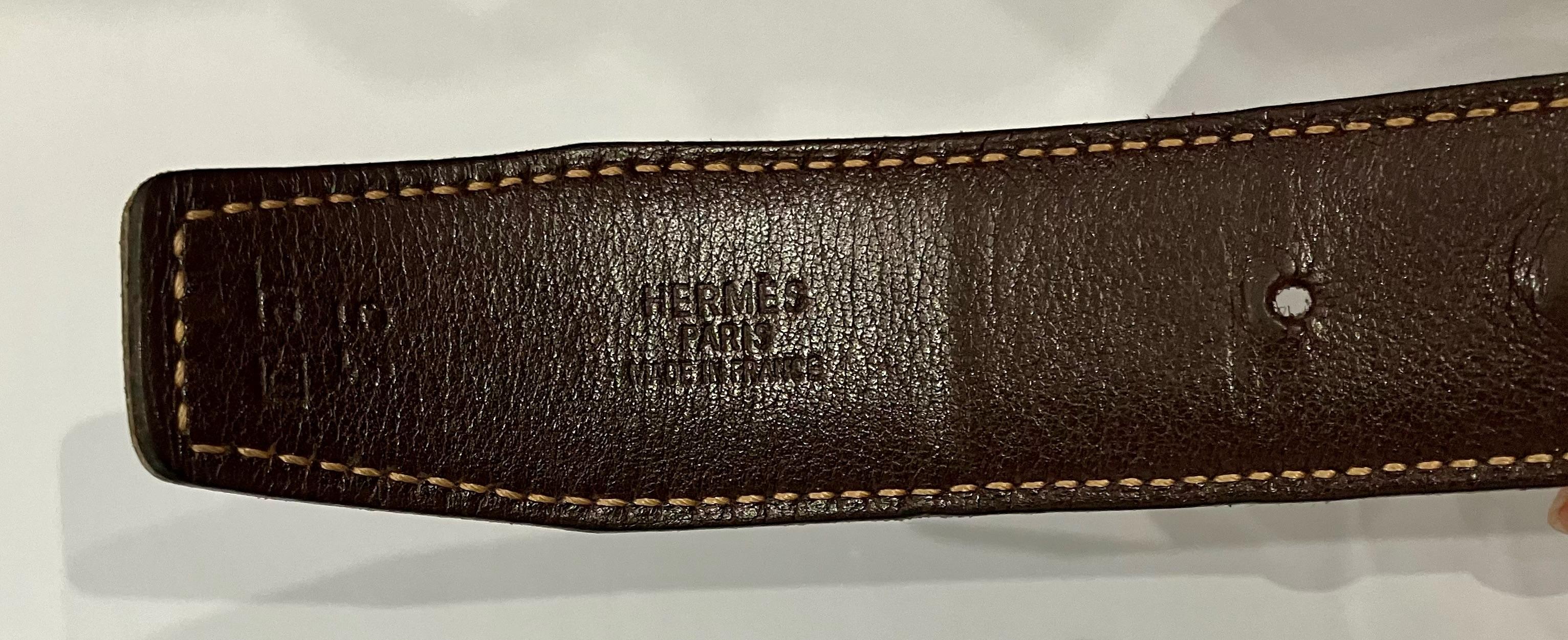 Hermes Constance H Silver Buckle and Black and Brown Leather Reversible Belt For Sale 4