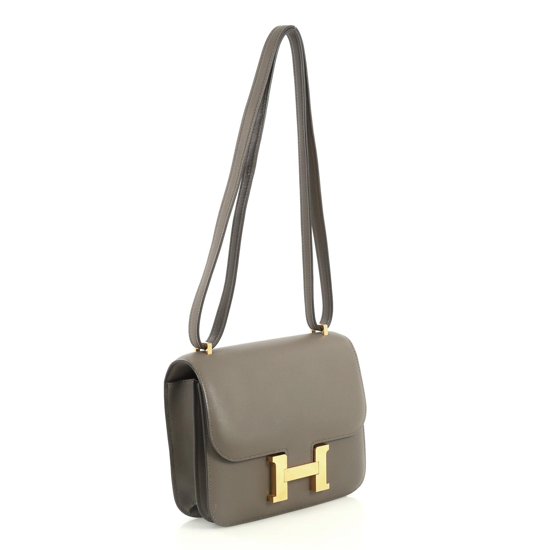 Gray Hermes Constance Handbag Swift 18