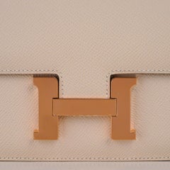 Hermes Constance HSS 18 Tasche Craie / Gris Perle Rose Gold Hardware