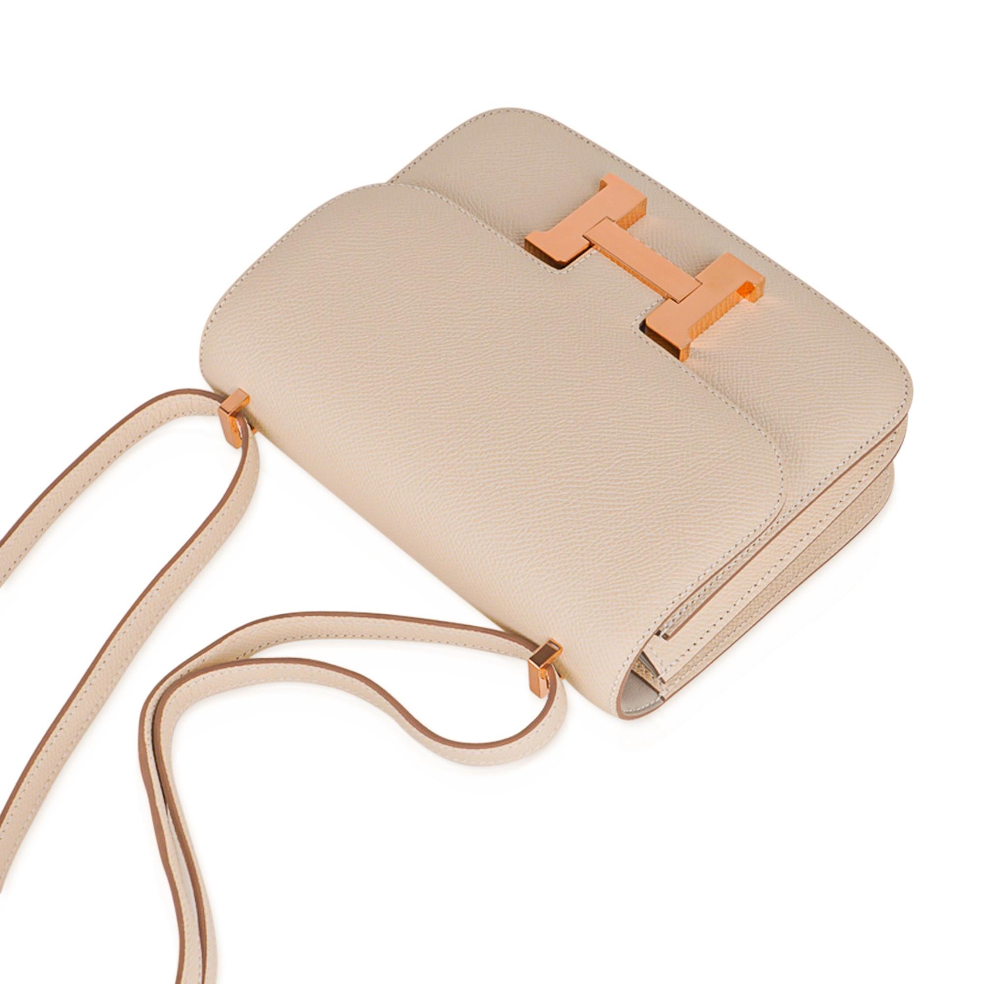Hermes Constance HSS 18 Bag Craie / Gris Perle Rose Gold Hardware  In New Condition In Miami, FL