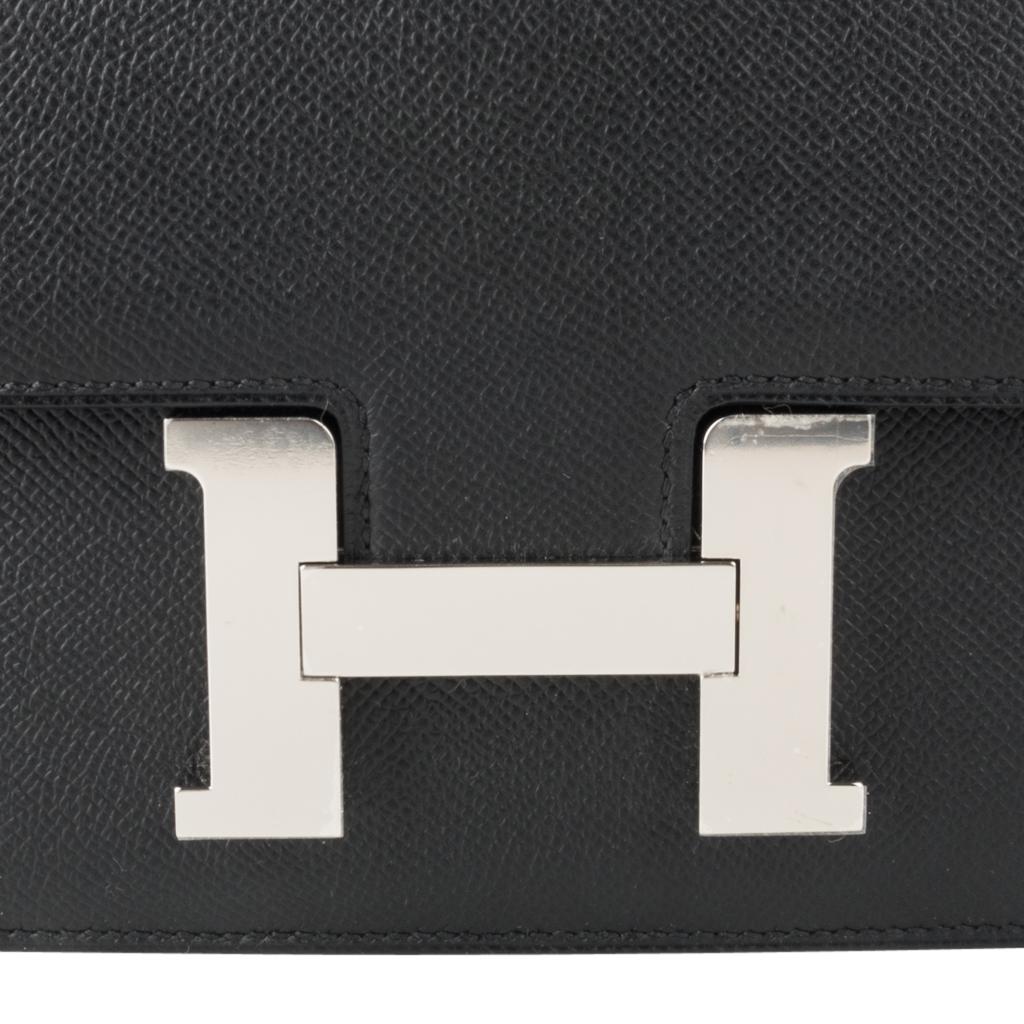 Guaranteed authentic Hermes Constance 24 bag features Black Epsom leather.
Fresh with palladium hardware.
Carried by hand, over the shoulder, or even cross body! 
HERMES PARIS MADE IN FRANCE is stamped on front under flap.
NEW or NEVER WORN. 
final