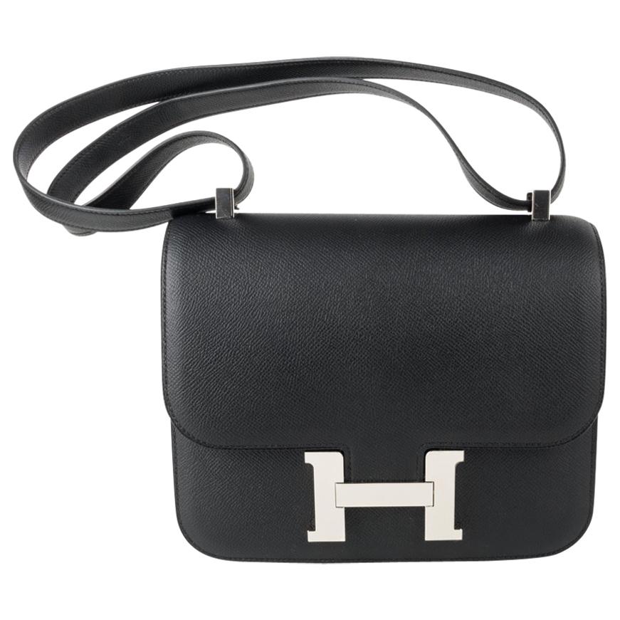 Hermès Black Epsom Constance 24cm Palladium Hardware Available For