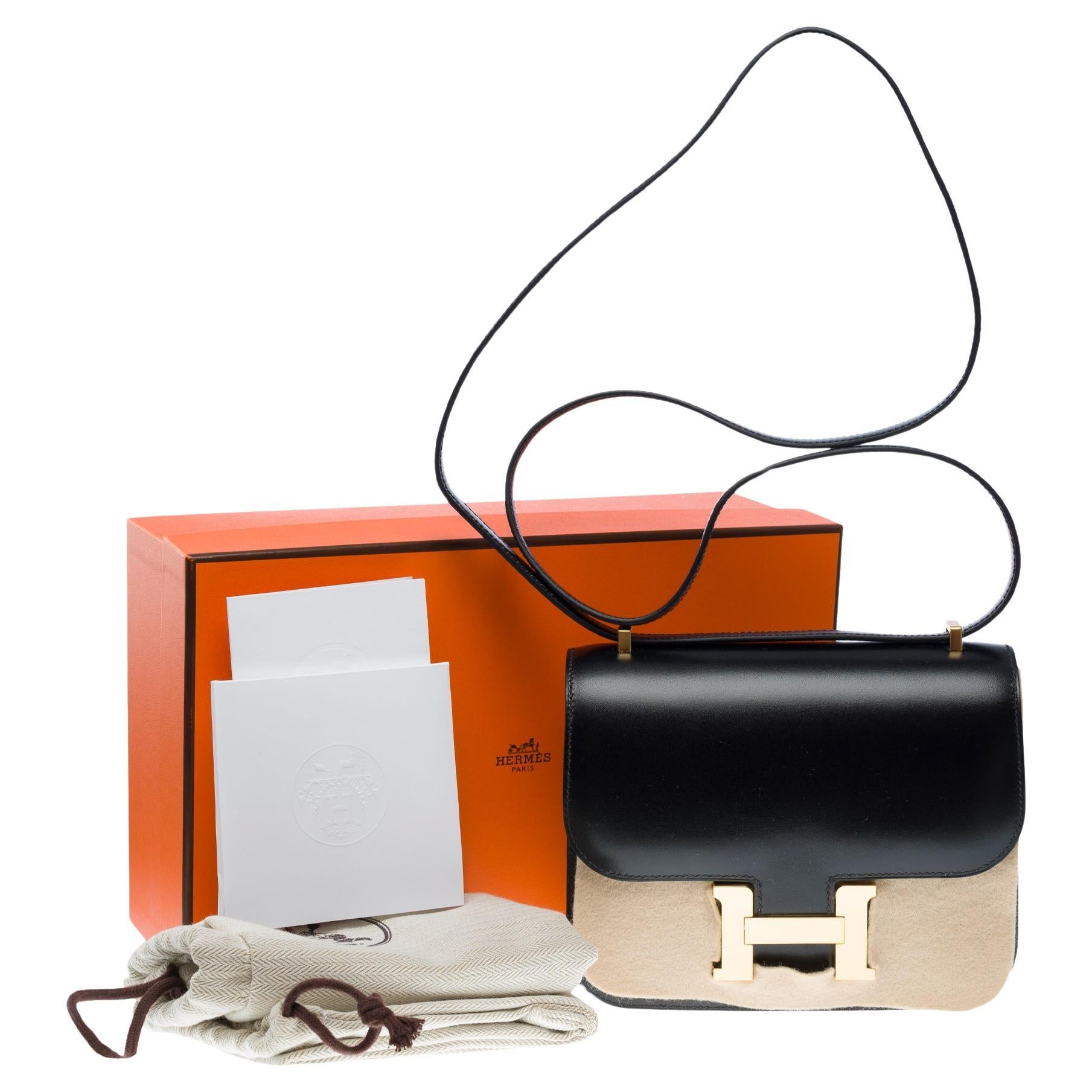 Hermès Constance III Mini 18 Mirror shoulder bag in black box calf leather, GHW