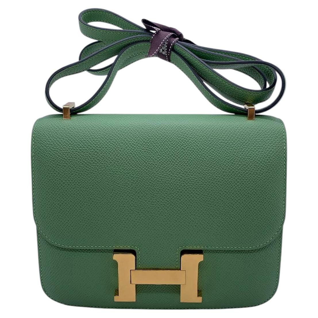 HERMES Constance Kiwi Green Leather Shoulder Bag Y Stamp France For Sale