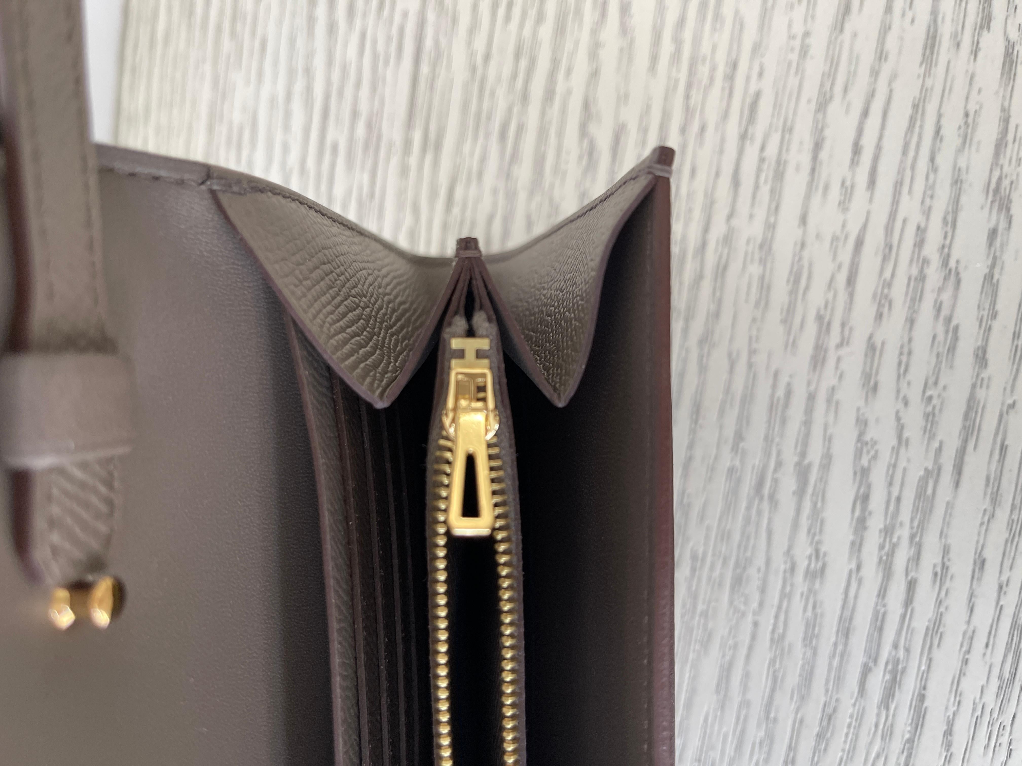 Women's or Men's Hermes Constance Long to Go Etain Epsom Wallet Crossbody