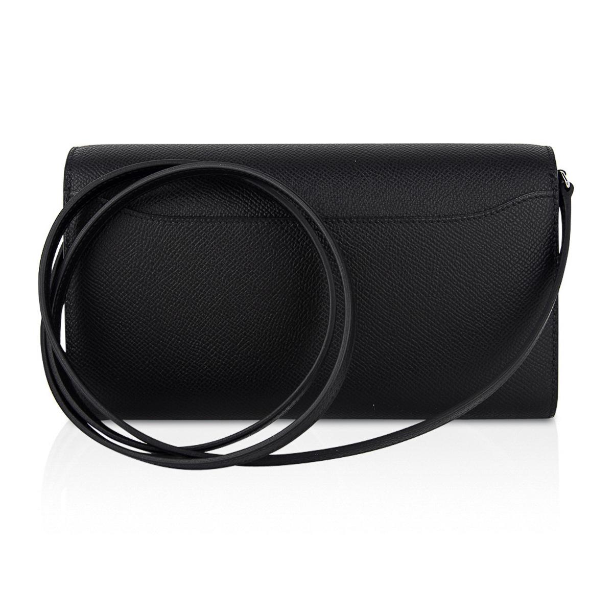 Hermes Constance Long To Go Wallet Bag Black Epsom Palladium Hardware For Sale 1