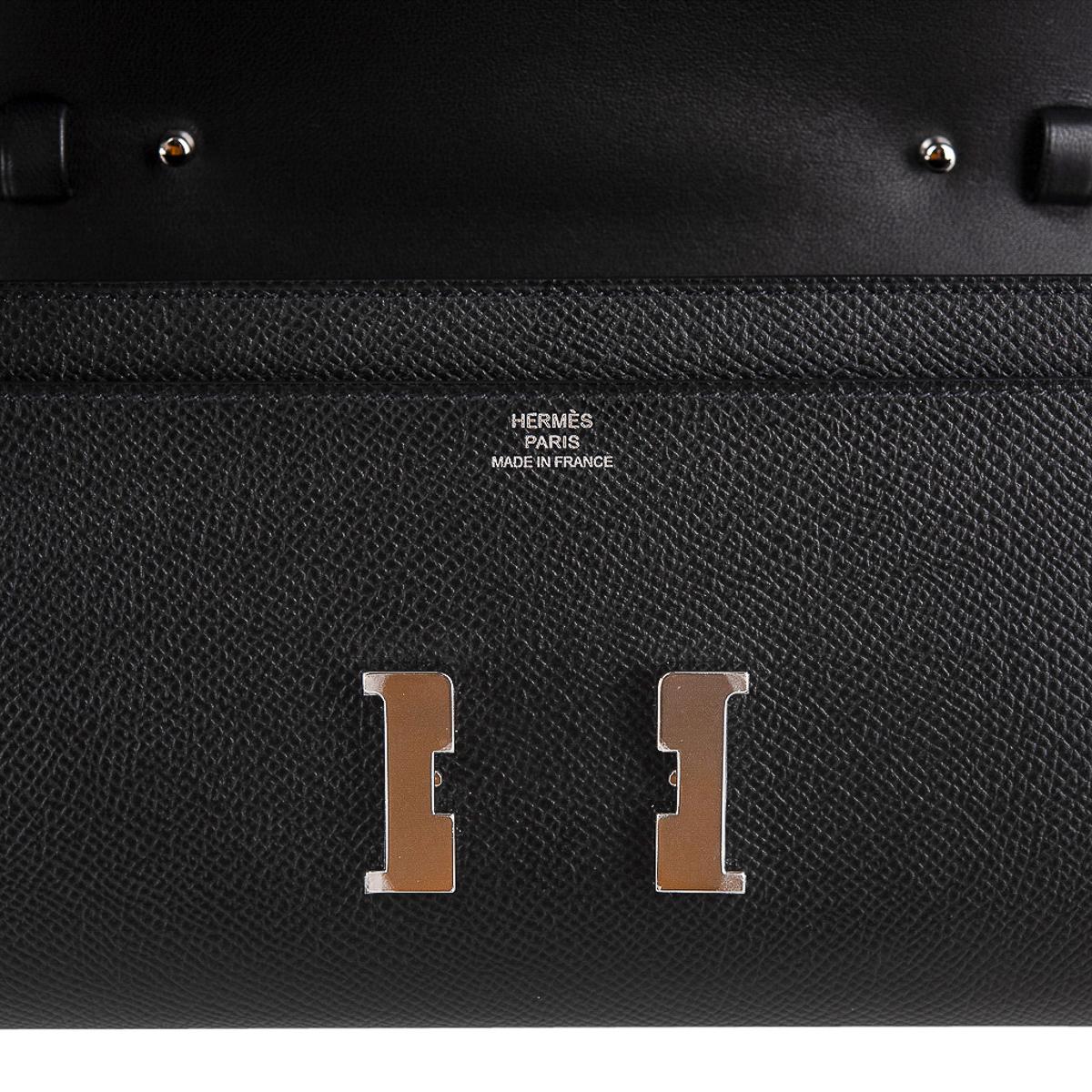 Women's Hermes Constance Long To Go Wallet Bag Black Epsom Palladium Hardware  For Sale
