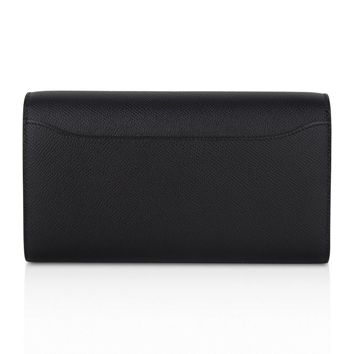 Hermes Constance Long To Go Wallet Bag Black Epsom Palladium Hardware  en vente 3