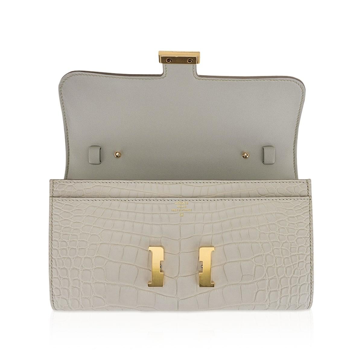 Hermes Constance Long To Go Wallet Beton Matte Alligator Gold Hardware For Sale 3