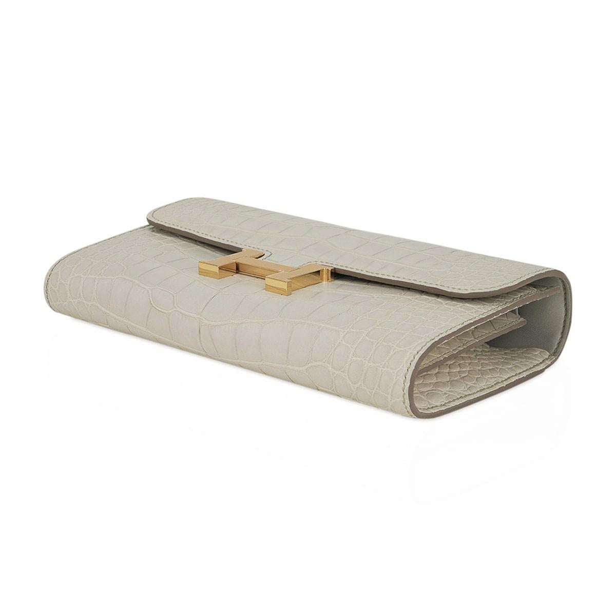 Hermes Constance Long To Go Wallet Beton Matte Alligator Gold Hardware For Sale 5