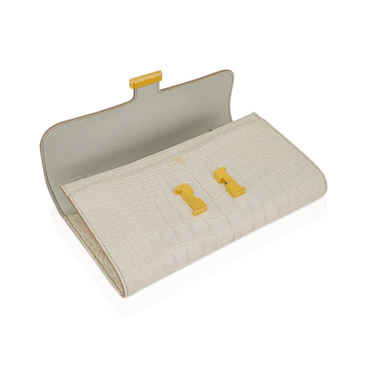 Hermes Constance Long To Go Wallet Beton Matte Alligator Gold Hardware 6