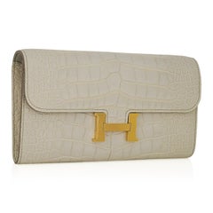 Hermes Constance Long To Go Wallet Beton Matte Alligator Gold Hardware