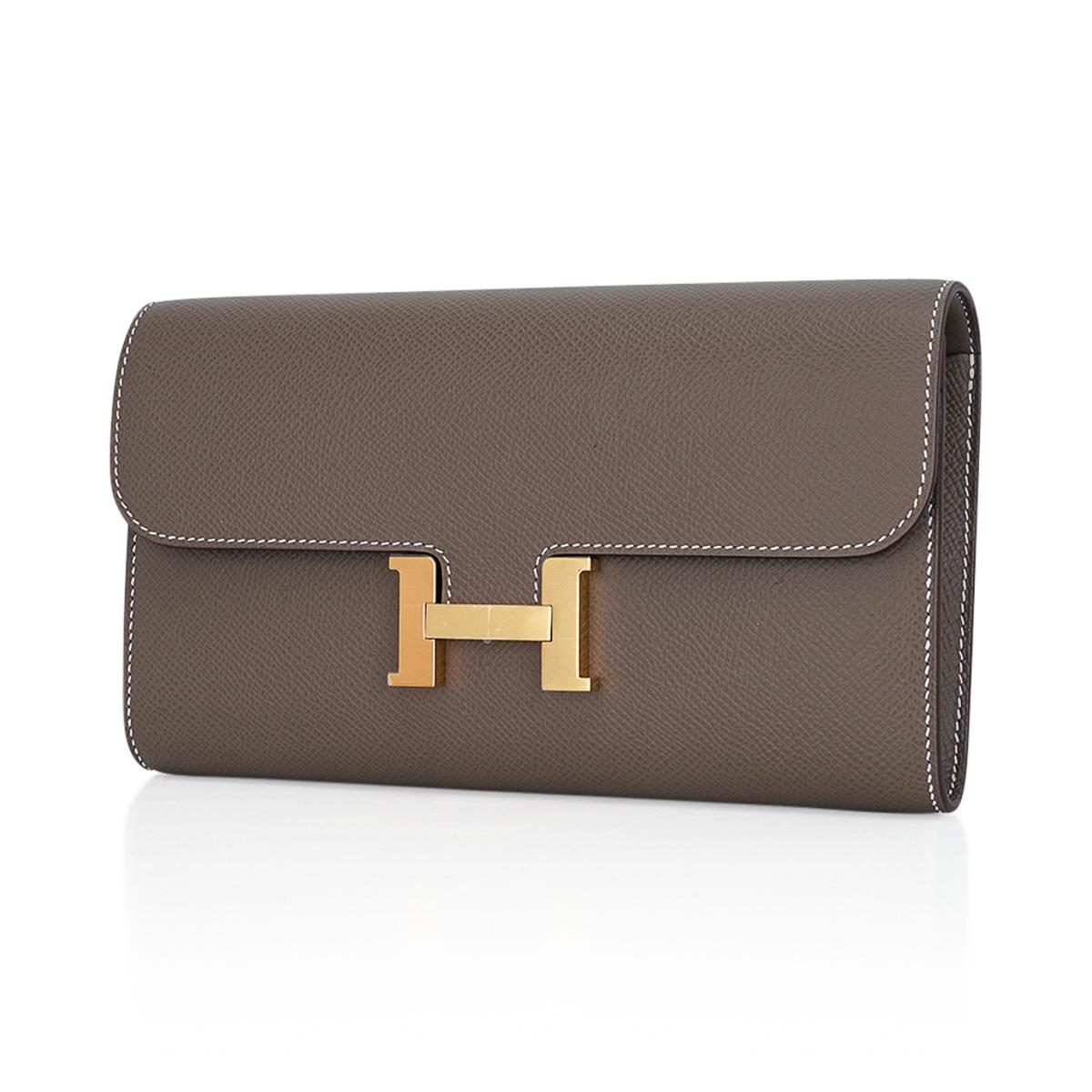 Women's Hermes Constance Long To Go Wallet Etoupe Gold Hardware For Sale