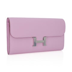 Cartera Hermes Constance Long To Go Malva Silvestre Herraje Paladio Epsom