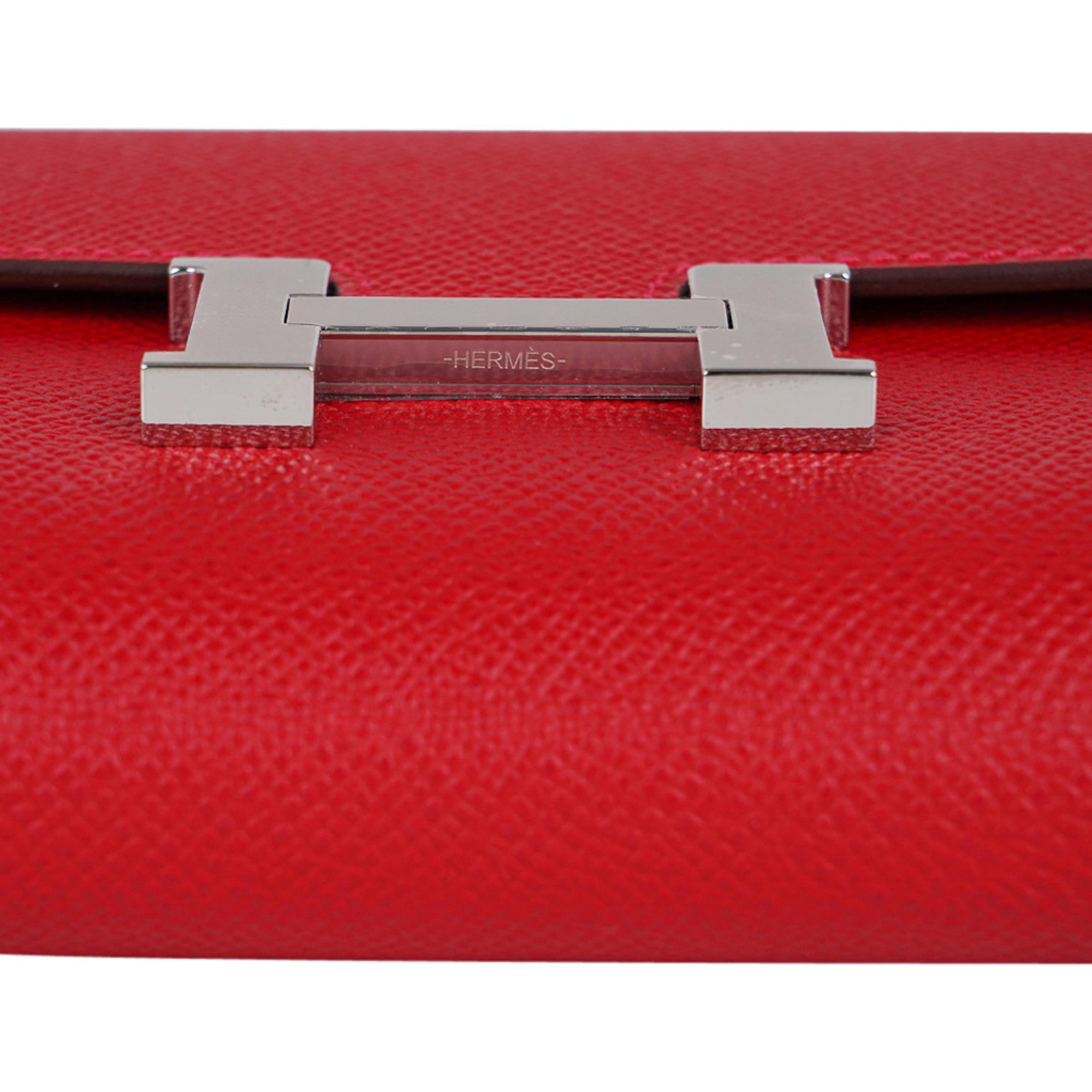 Hermes Constance Long To Go Wallet Rouge Casaque Palladium Epsom New w/ Box In New Condition In Miami, FL