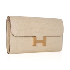 Hermes Constance Long To Go Wallet Vanille Matte Alligator Gold Hardware