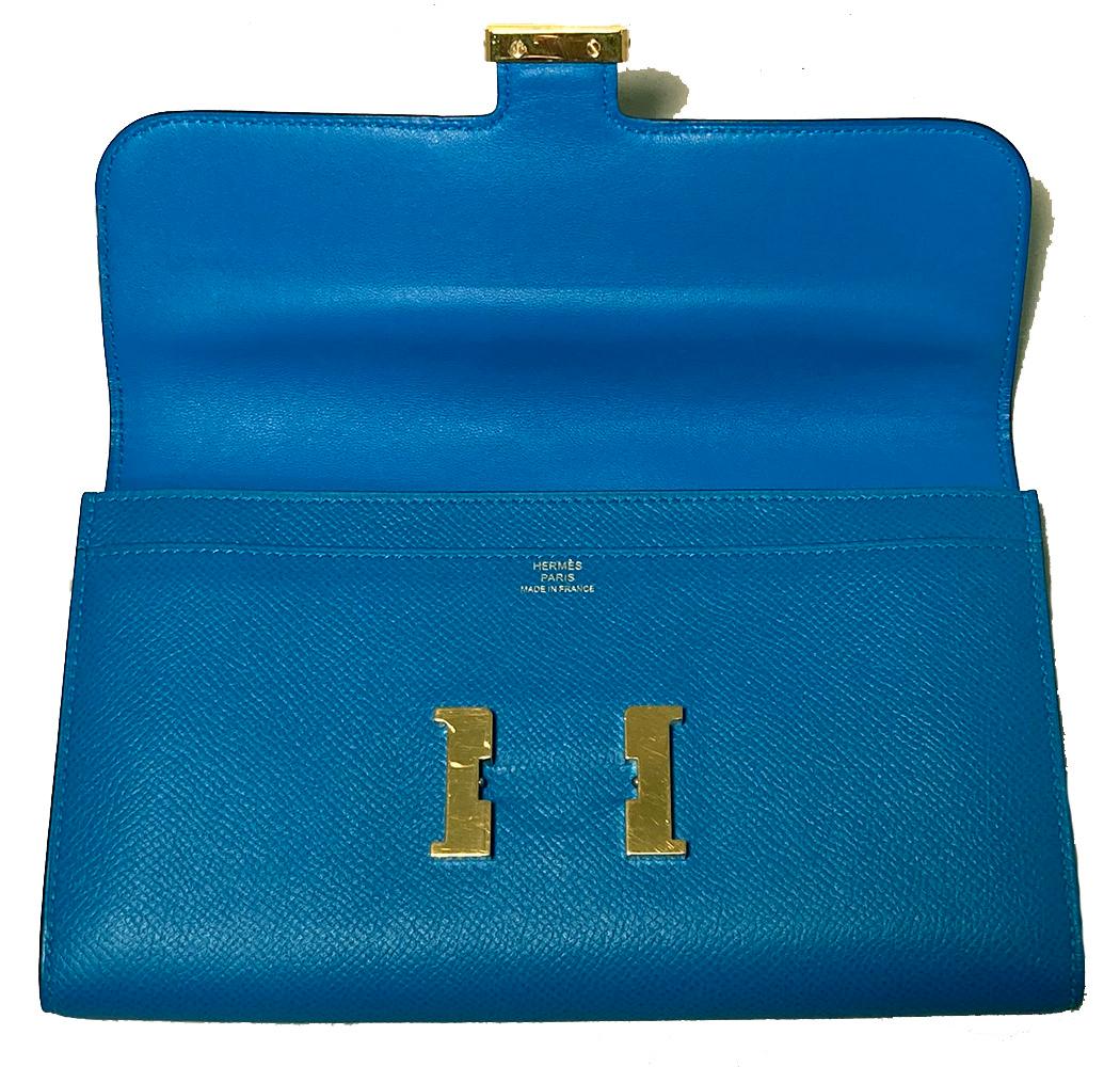 Hermes Constance Long Wallet Blue Epsom 1