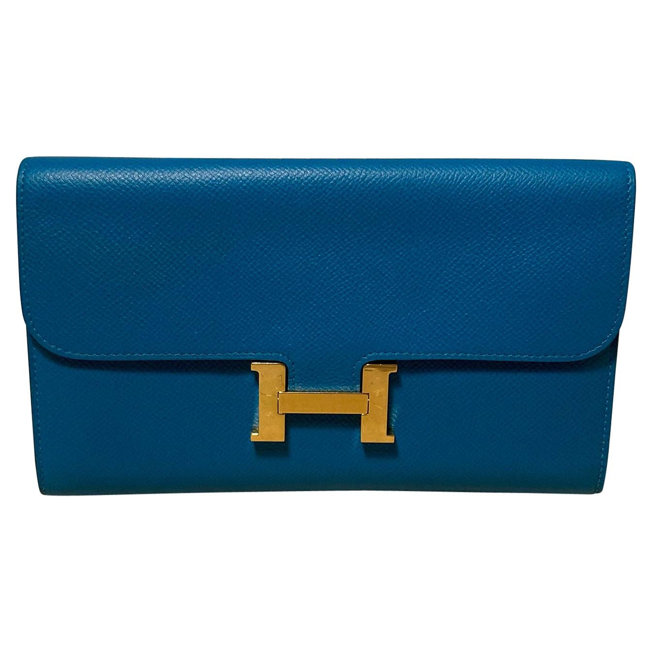 Hermes Constance Long Wallet Blue Epsom
