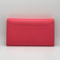 Hermes Constance Long Wallet Epsom Rose Azalee Silver HW Stmap A 2017