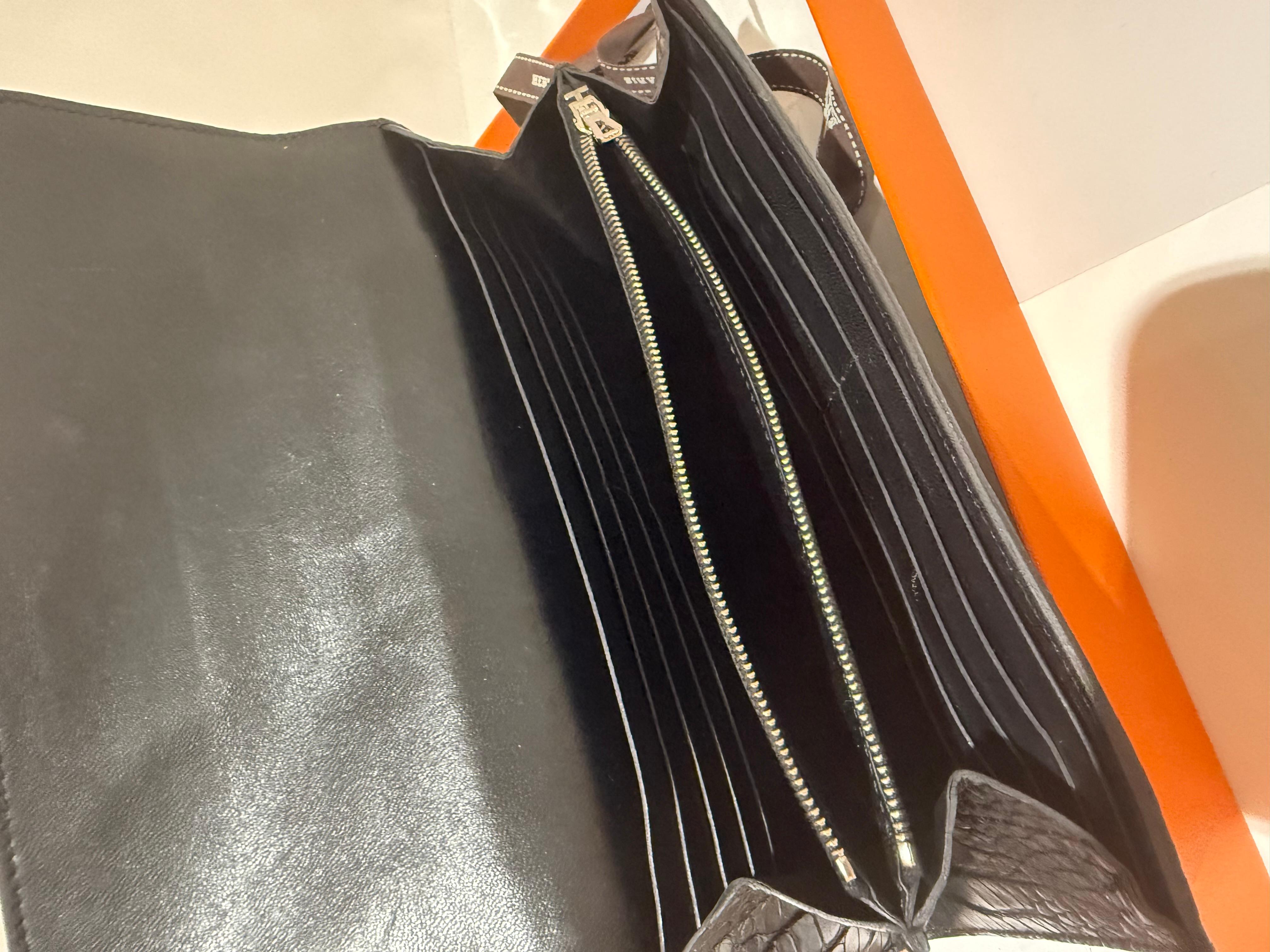 Hermes Constance long Wallet in Matte Alligator Black and Lizard Ombre Excellent état à London, England