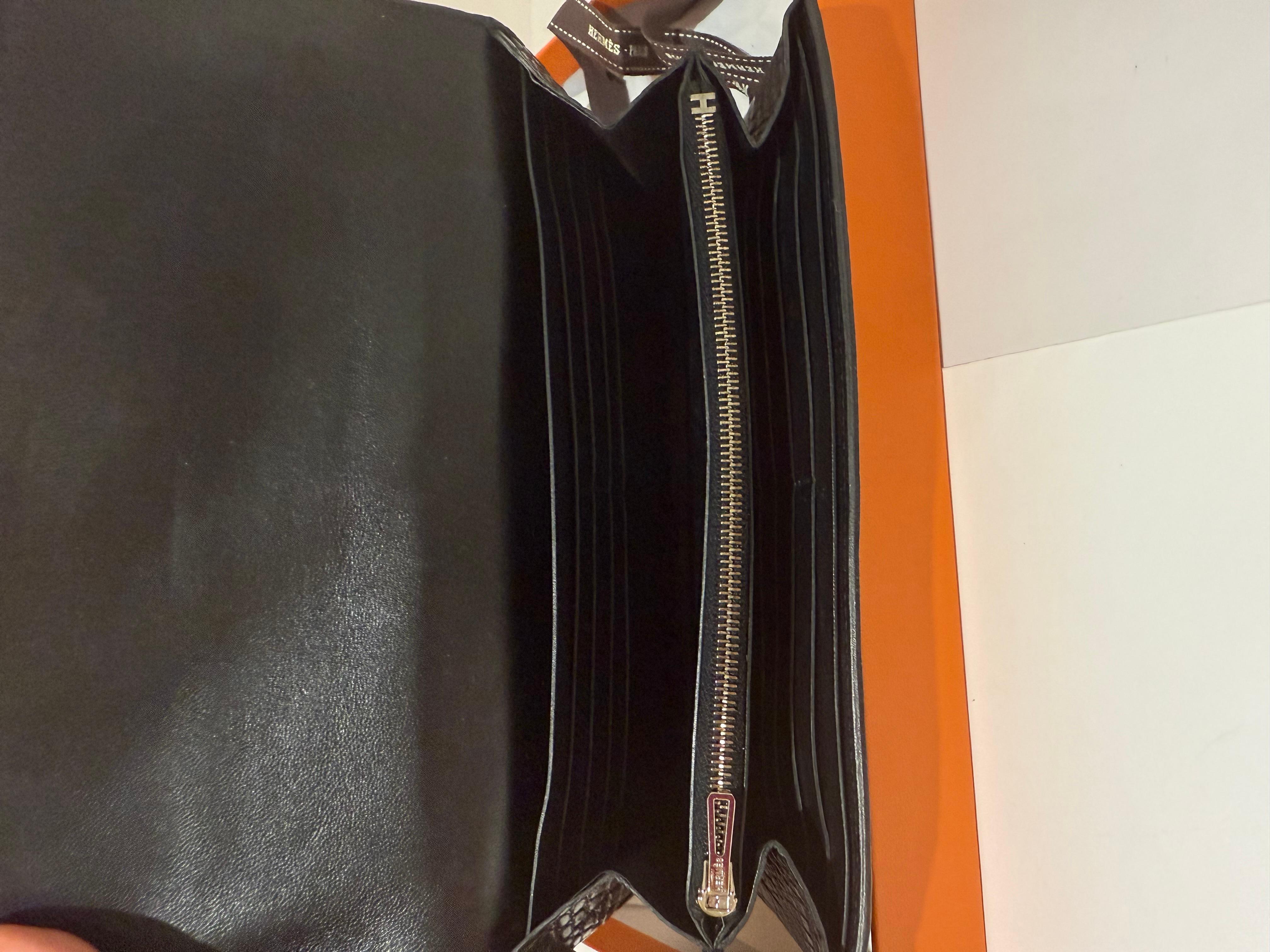 Hermes Constance long Wallet in Matte Alligator Black and Lizard Ombre Unisexe 