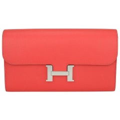 Hermès Constance Lange Brieftasche Rose Jaipur Epsom Leder Palladium HW T 2015