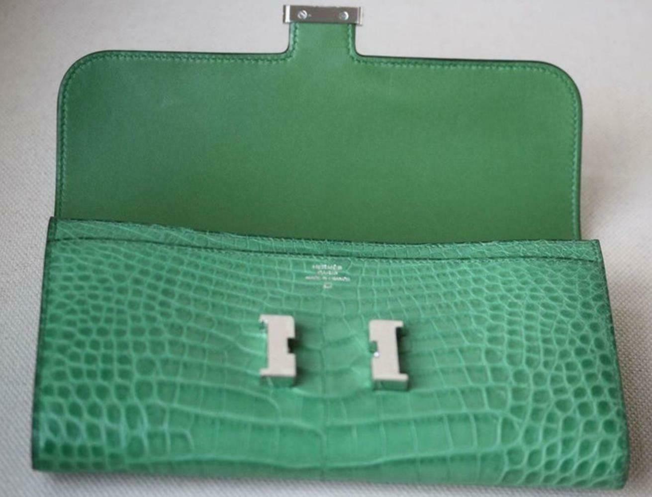 Hermès Constance Matte Crocodile Palladium H/W Wallet 2