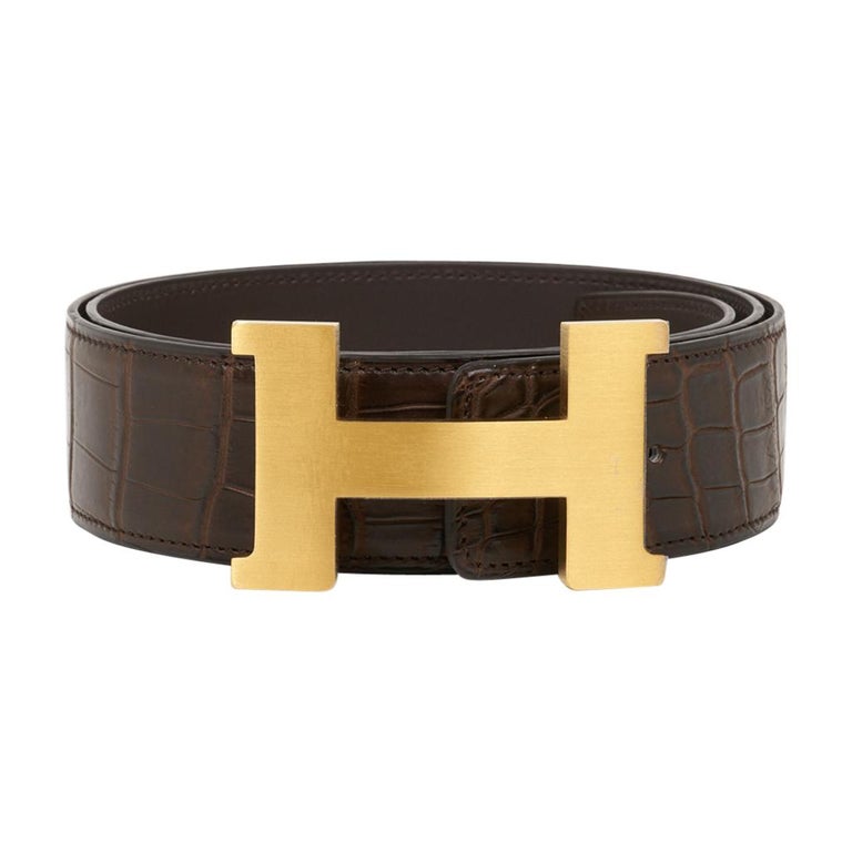 Hermes Constance Havane Matte Porosus Crocodile 42 Belt  display picture 1