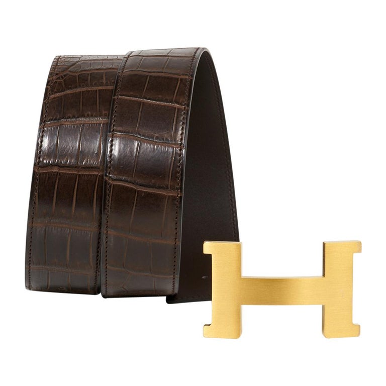 Hermes Belt Constance Dark Brown Matte Silver Porosus Leather 60 Hermes Constance Belt 42 MM Gris Elephant Matte Porosus  main image 3