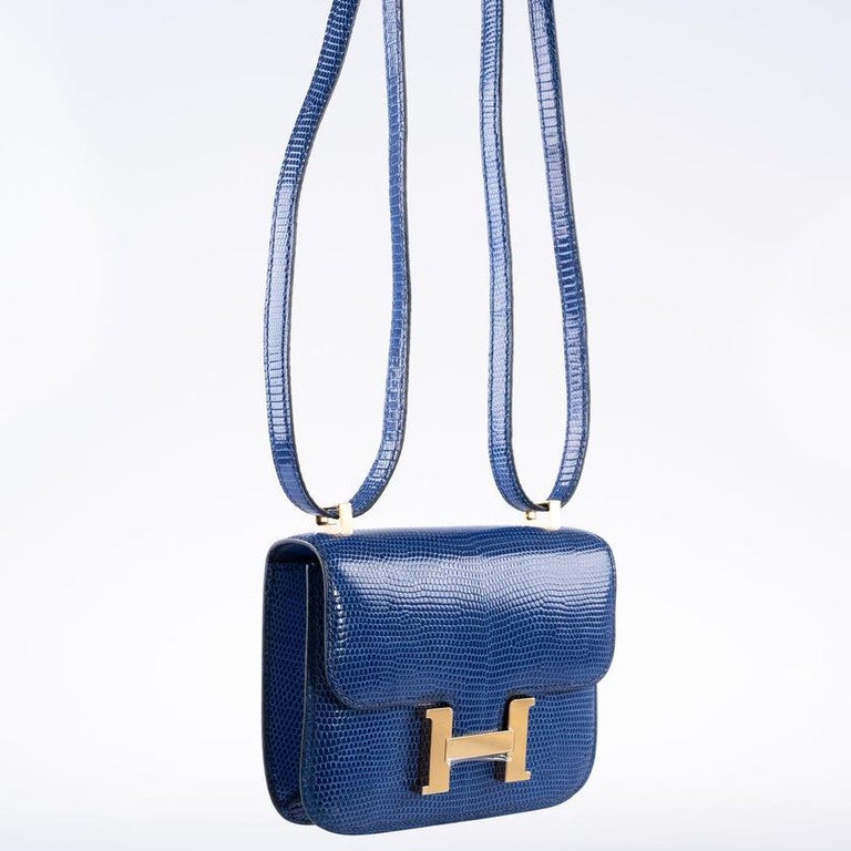 Hermès Constance Mini 14 Bleu Saphir Lizard Niloticus Gold Hardware Bag