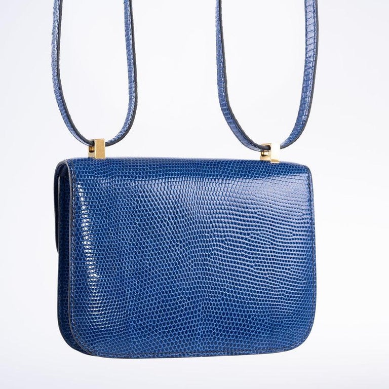 HERMÈS Lizard Micro Constance 14 crossbody bag in Blue Sapphire with Gold  hardware-Ginza Xiaoma – Authentic Hermès Boutique