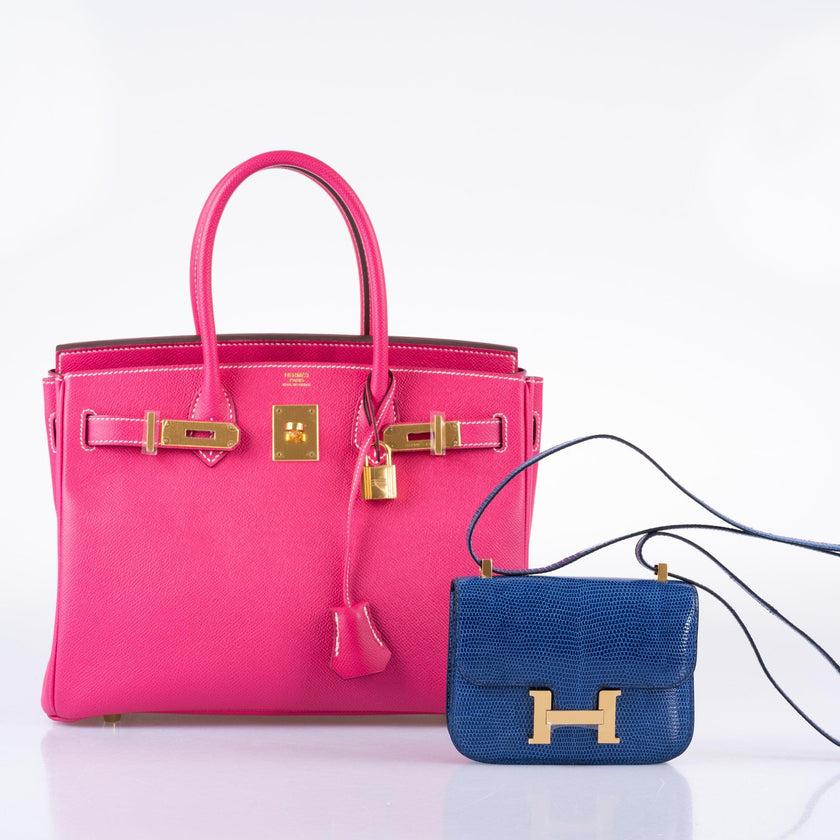 Hermès Constance Mini 14 Bleu Saphir Lizard Niloticus Gold Hardware Bag For Sale 1