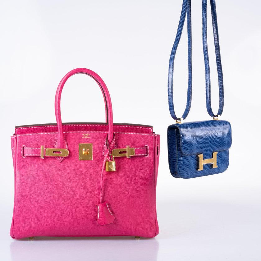 Hermès Constance Mini 14 Bleu Saphir Lizard Niloticus Gold Hardware Bag For Sale 2