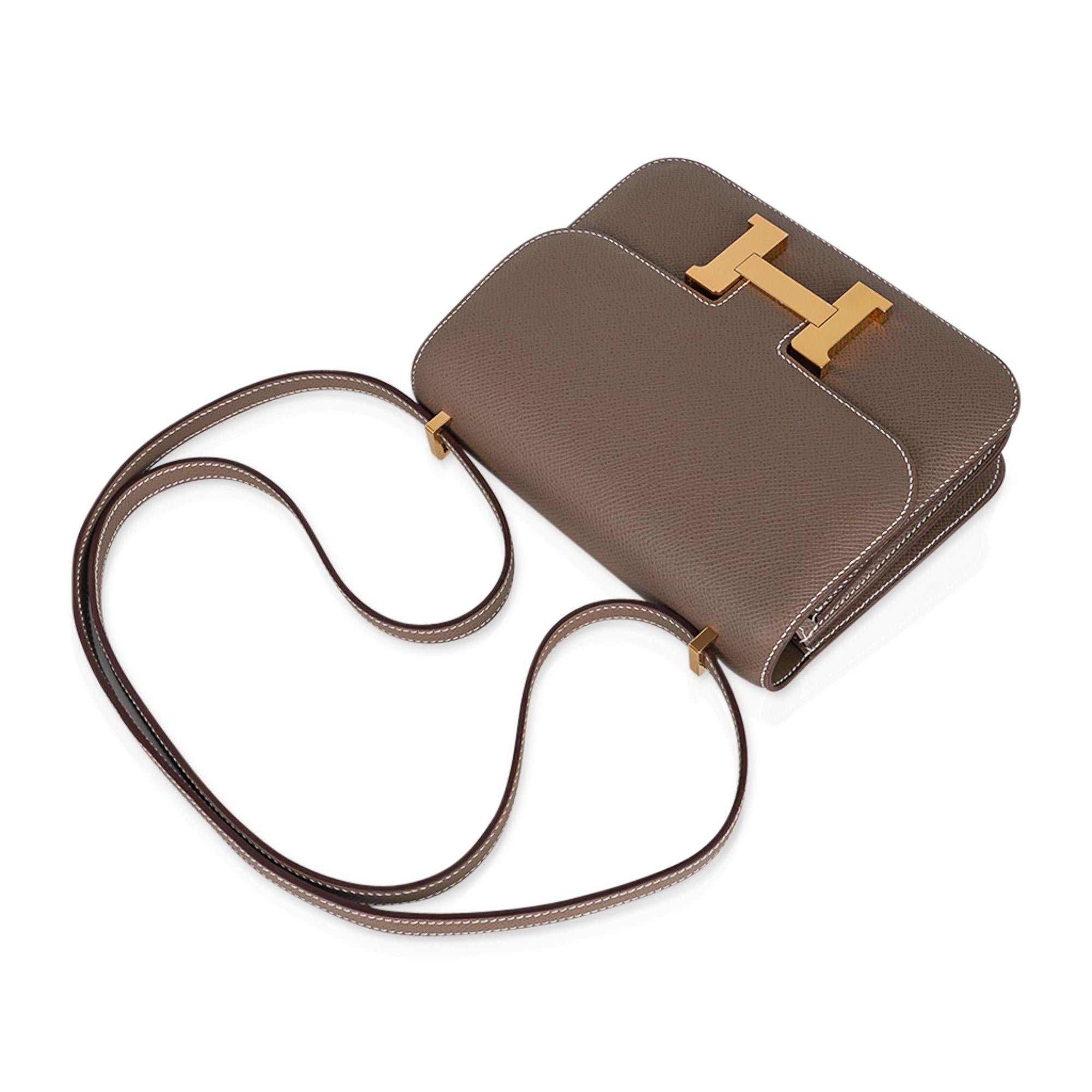 Women's Hermes Constance Mini 18 Bag Etoupe Gold Hardware Epsom Leather