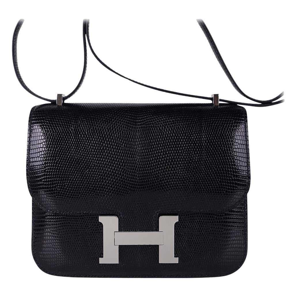 Hermes Constance 18 Borsa in lucertola nera Hardware Palladium