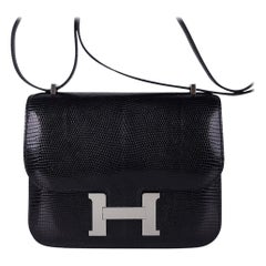 Hermes Constance 18 Borsa in lucertola nera Hardware Palladium