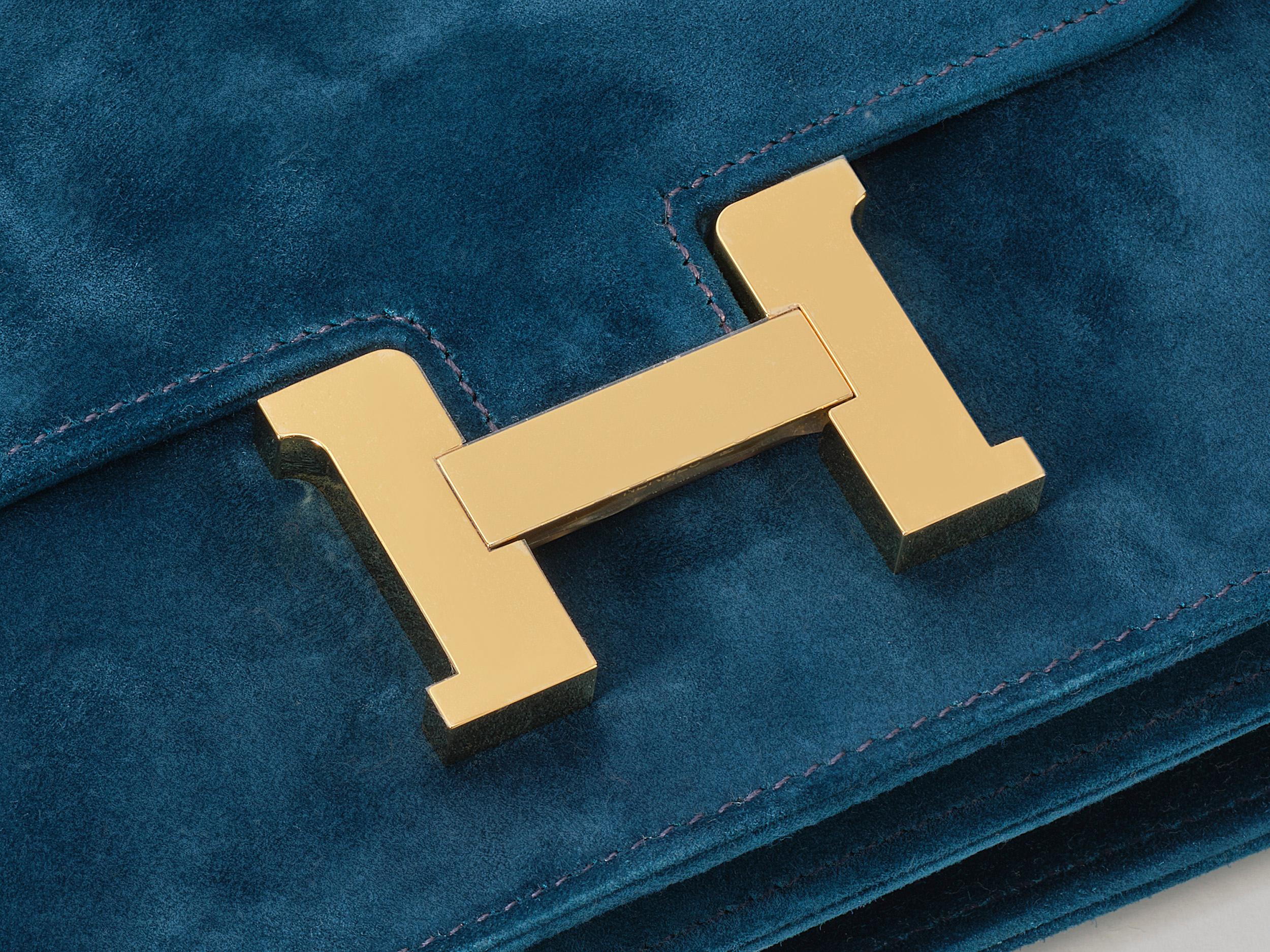 Hermès Constance Mini 18 Bleu Ocean Doblis Gold Hardware In condizioni Nuovo in vendita a Berlin, DE