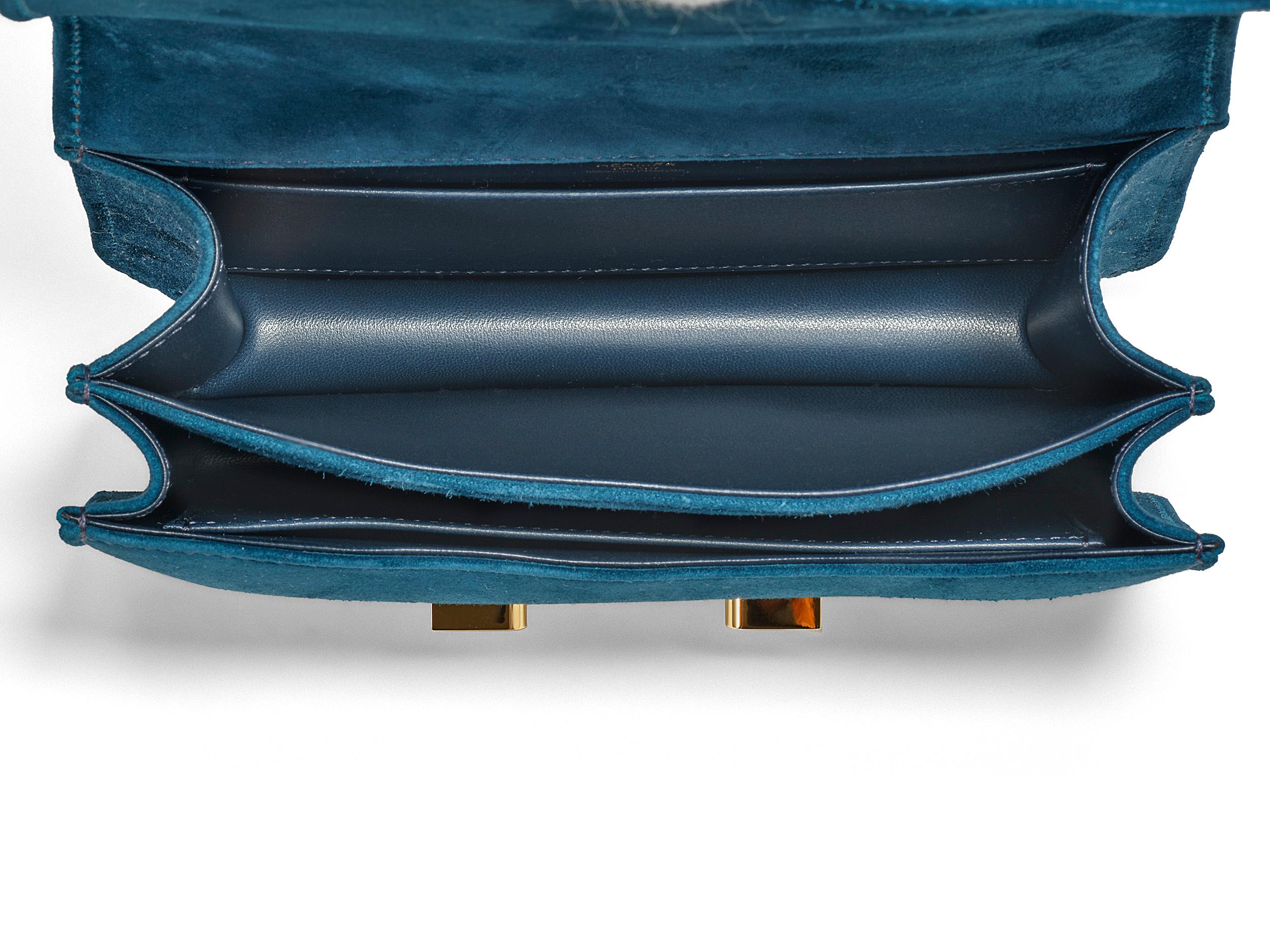 Hermès Constance Mini 18 Bleu Ocean Doblis Gold Hardware in vendita 1
