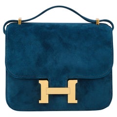 Hermès Constance Mini 18 Bleu Ocean Doblis Gold Hardware