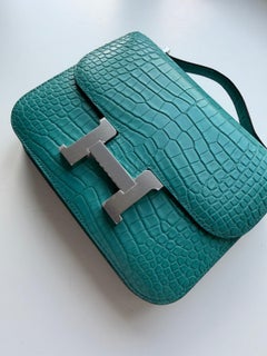 Hermès Constance Mini 18 Bleu Paon Alligator Matte Palladium Hardware