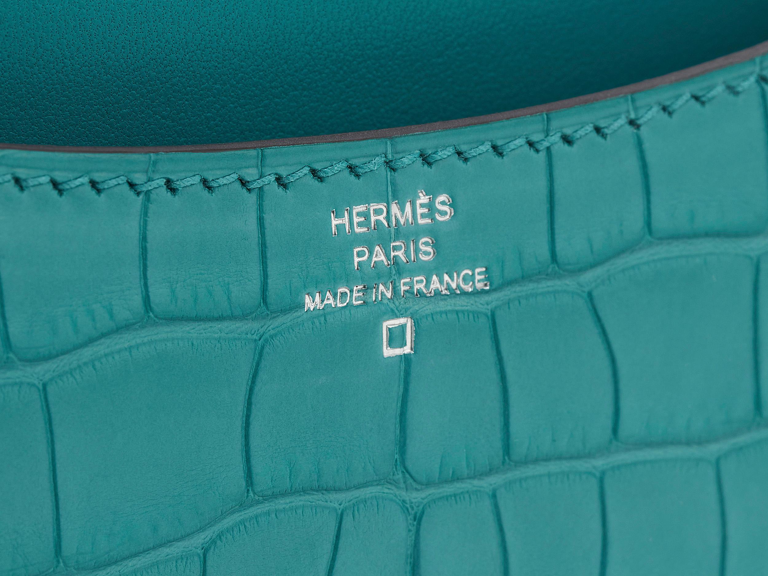 Hermès Constance Mini 18 Bleu Paon Alligator Matte Palladium Hardware For Sale 1