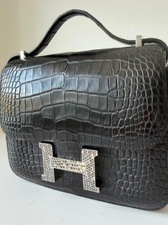 Hermès Constance Mini 18 Noir/Black Alligator Mississippi Lizard Hardware