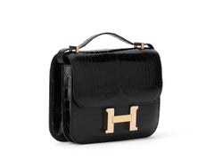 Hermès Constance Mini 18 Noir/Black Alligator Mississippi Roségold Hardware