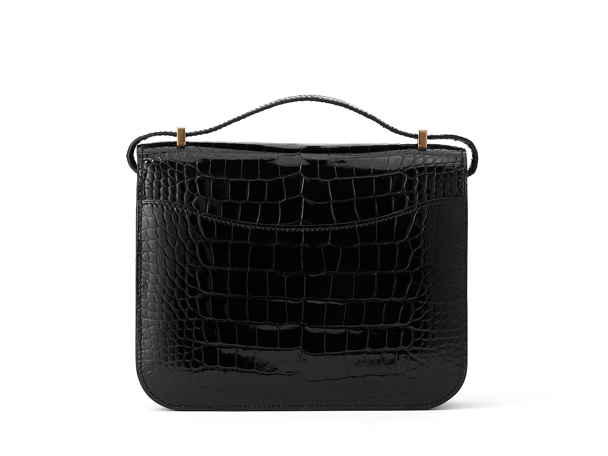Nero Hermès Constance Mini 18 Noir/Black Alligator Mississippi Roségold Hardware in vendita