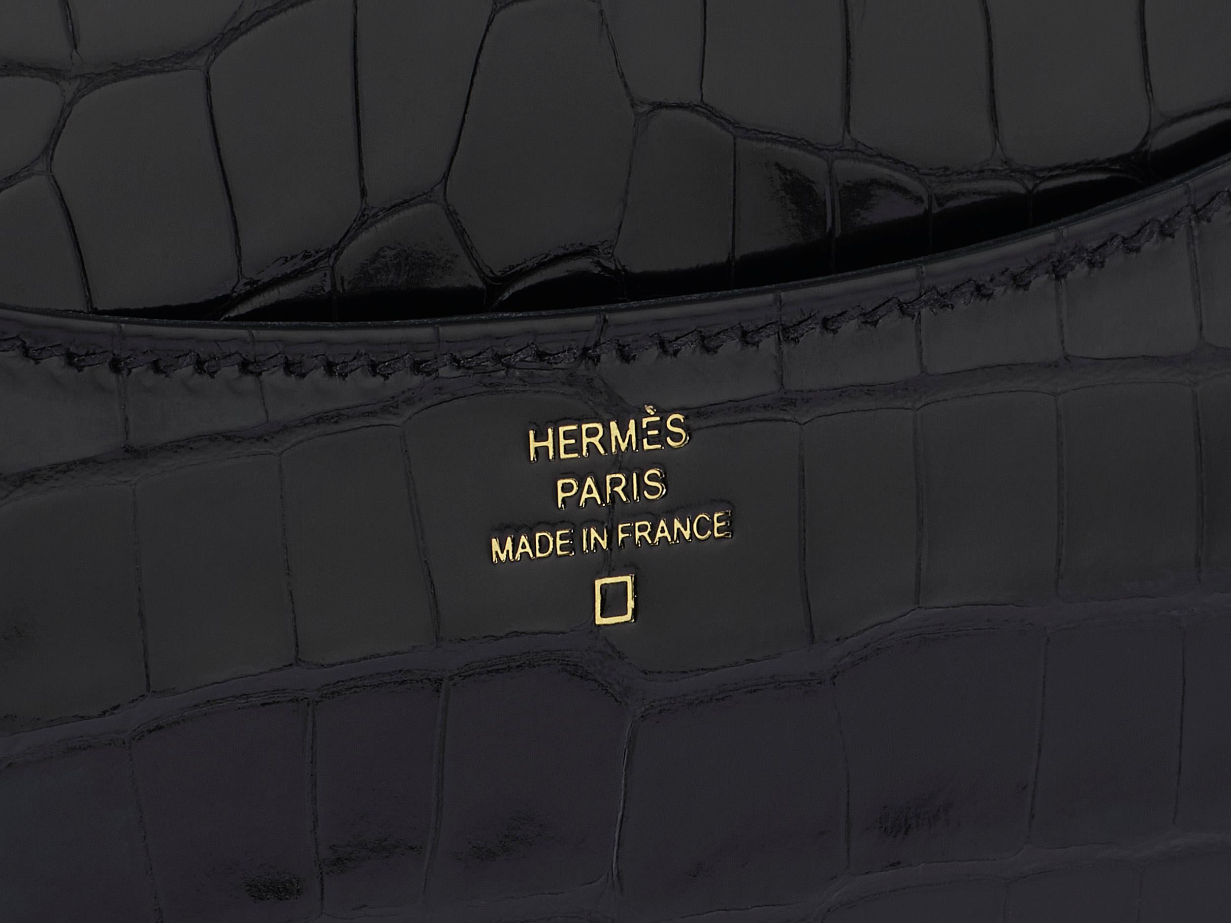 da uomo o donna Hermès Constance Mini 18 Noir/Black Alligator Mississippi Roségold Hardware in vendita