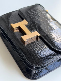 Hermès Constance Mini 18 Noir/Schwarz Alligator Mississippi Roségold Hardware