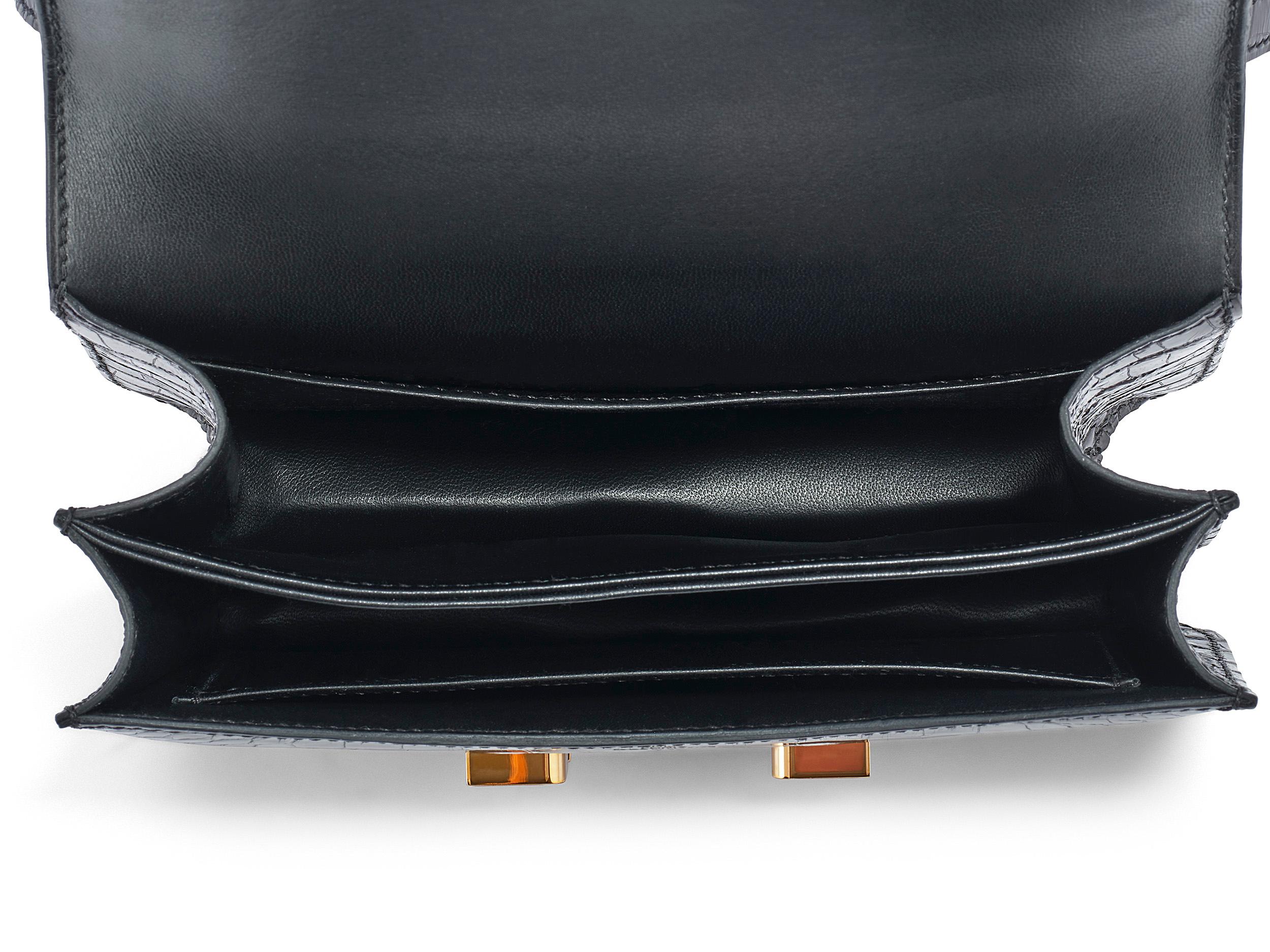 Hermès Constance Mini 18 Noir/Black Alligator Mississippi Roségold Hardware in vendita 1